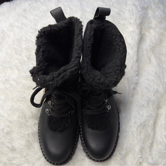 Bootlegger | Black NWT 7 1/2 Military Combat Lace Up Sherpa Leather Boots - Picture 5 of 13